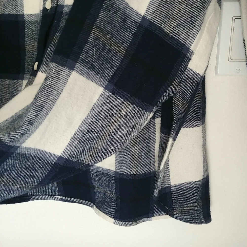 Zara Shacket Women's Size M Flannel Long Shirt Black Checker Plaid‎ Button Down - Picture 7 of 12